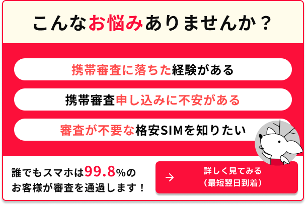 携帯審査に落ちた経験がある 携帯審査申し込みに不安がある 審査が不要な格安SIMを知りたい